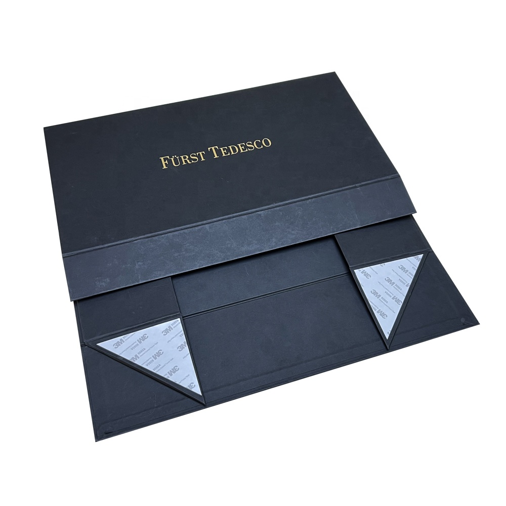 custom logo luxury black package high-end packaging folding Magnet magnetic paper gift box for business manufacture