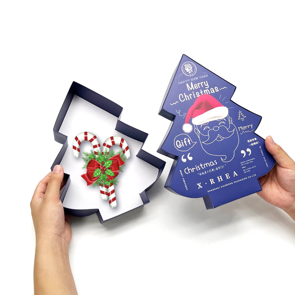 New Design Unique Shape Recycled Paper Christmas Present Candy Gift Box manufacture
