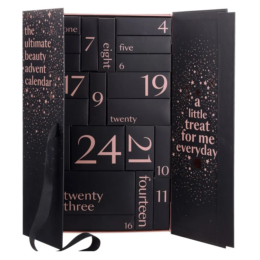 Custom Design Holiday Gift Blind Box Reasonable Competitive Price Fillable Muslim Ramadan Advent Calendar Gift Box 24 Days Black supplier
