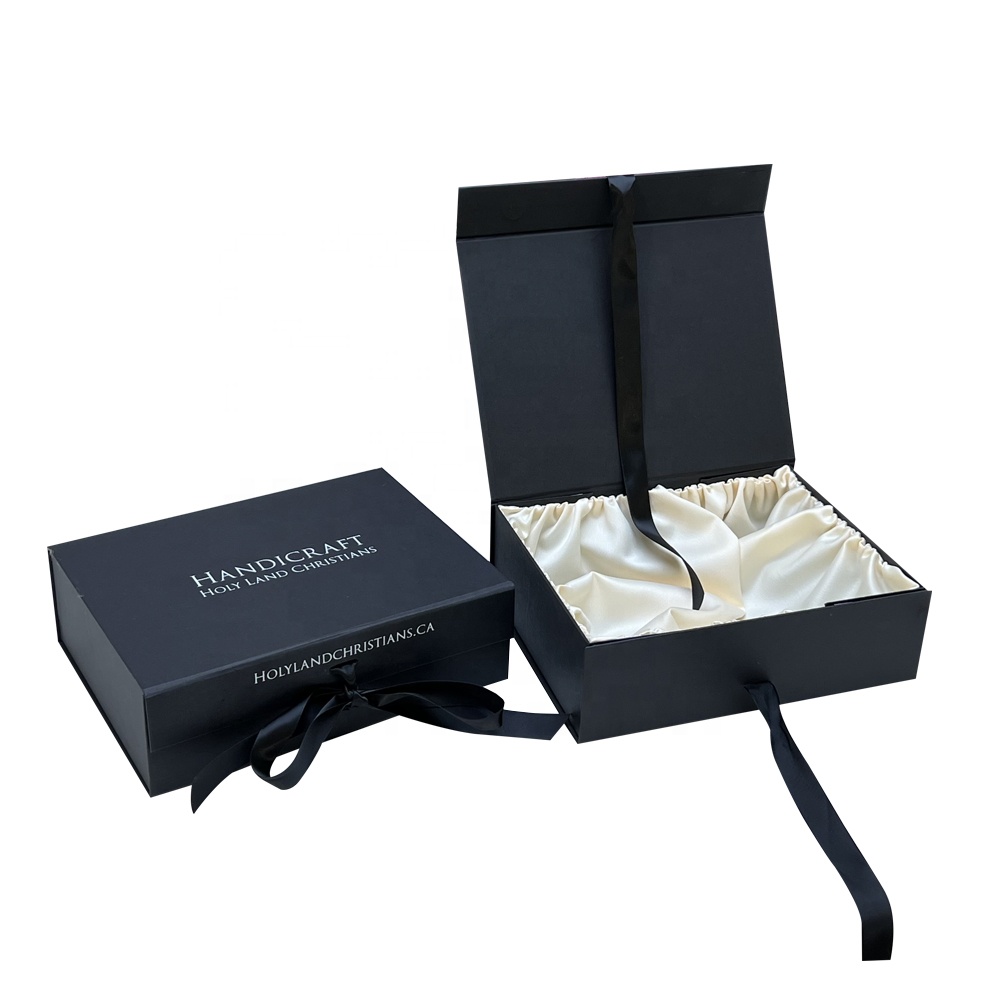 custom logo luxury black package high-end packaging folding Magnet magnetic paper gift box for business supplier