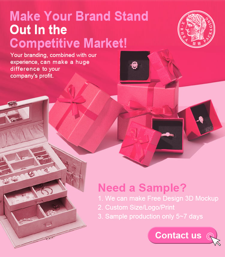 Luxury Custom Logo Gold Blocking Jewelry Display Velvet Pouch Jewlery Boxes for Earring Bracelet details