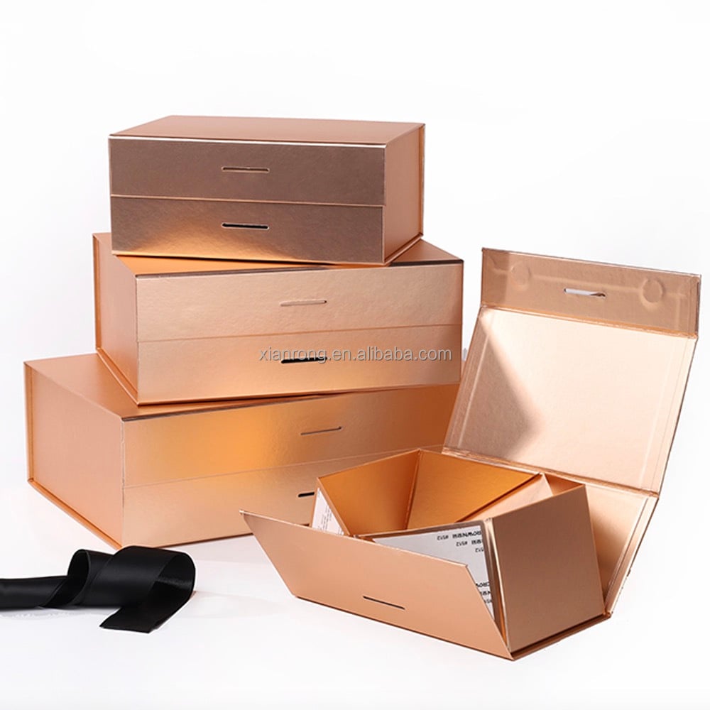 Custom personal logo magnet box ready to ship large black luxury gift box with magnetic closure box factory