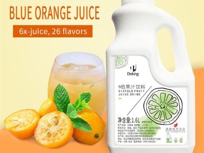 Cold-soluble concentrated fruit juices mix instantly in iced beverage systems