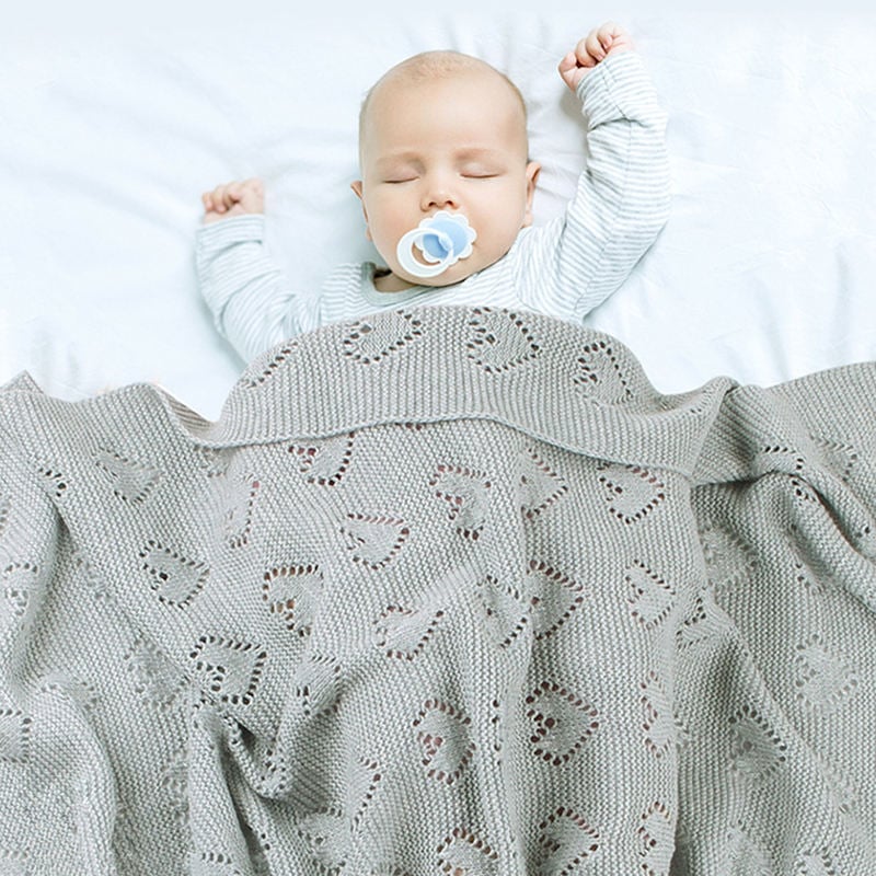 Multi-use new cotton solid baby new born organic knitted blanket hollow out blanket baby supplier