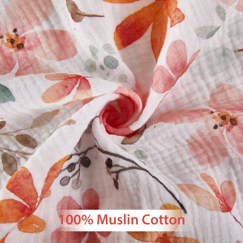 3PK Soft Breathable Muslin Cotton Printed Baby Bed Cover Colorful Floral Design Muslin Crib Sheet details