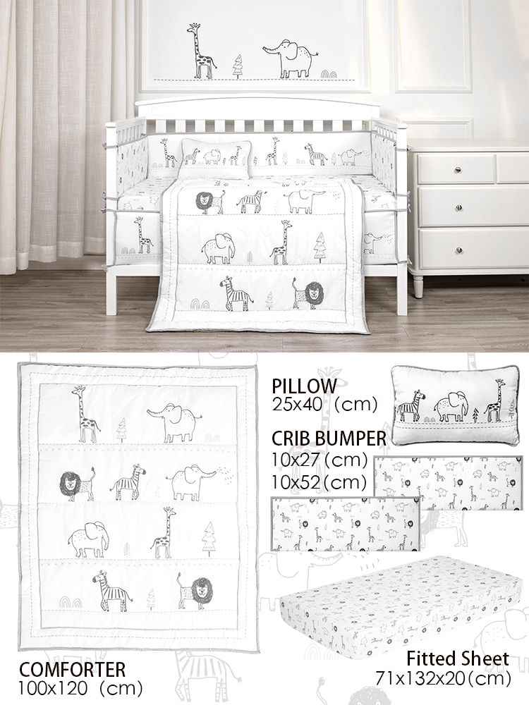Cartoon Animal Digital Printed Organic Cotton Baby Cot Sheets Toddler Bed Sheets Sets Fitted Sheet details