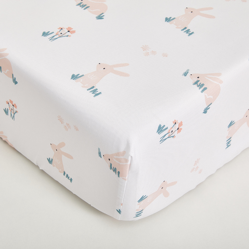 Cartoon rabbit theme luxury infant bedding cot set new born baby girl crib bedding set supplier