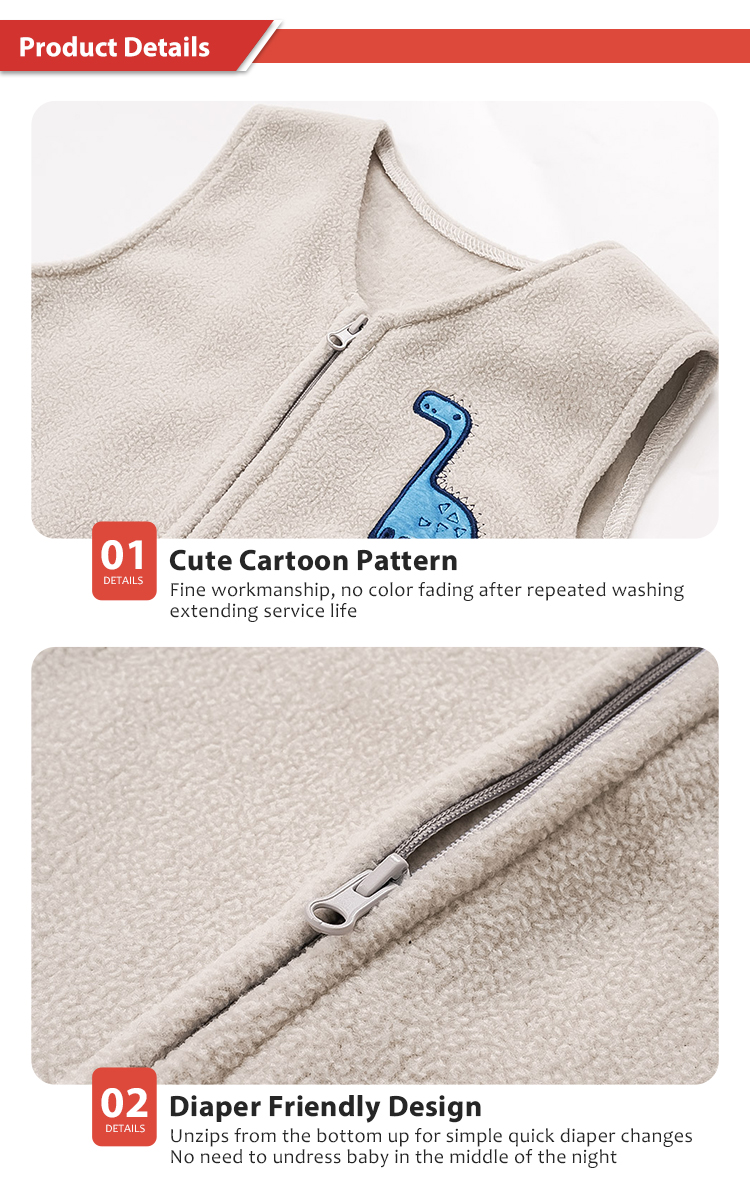 Premium Polar Fleece Baby Sleep Sack with Inverted Zipper Plush Sleeveless Wearable Blanket Baby Sleeping Bag manufacture