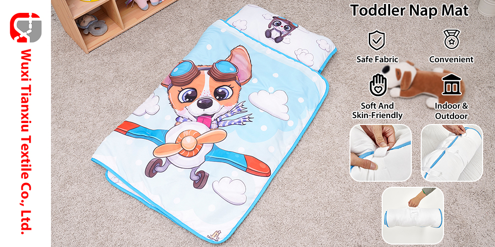 Low MOQ Fly Dog Unisex Kid Sleeping Mat Removable Pillow Soft Toddler Nap Mat factory