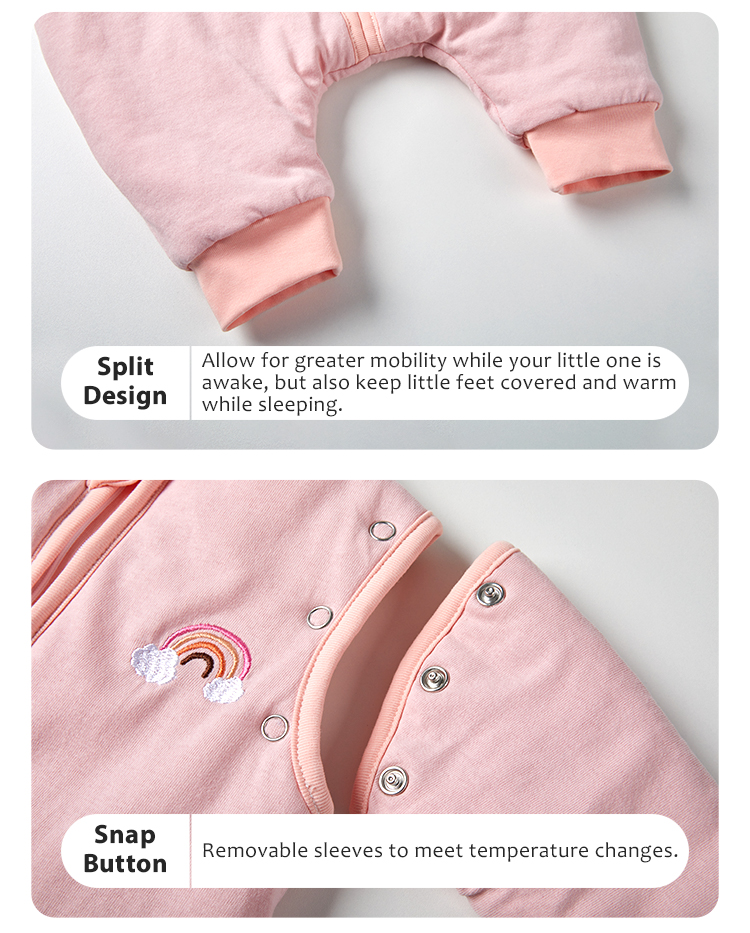 Detachable Sleeves Split Cotton Toddler Sleep Sack Winter Baby Sleeping Bag with Legs factory