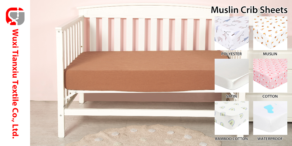 100% Cotton Muslin Thick Baby Sheet Solid Soft Breathable Fitted Crib Sheets factory