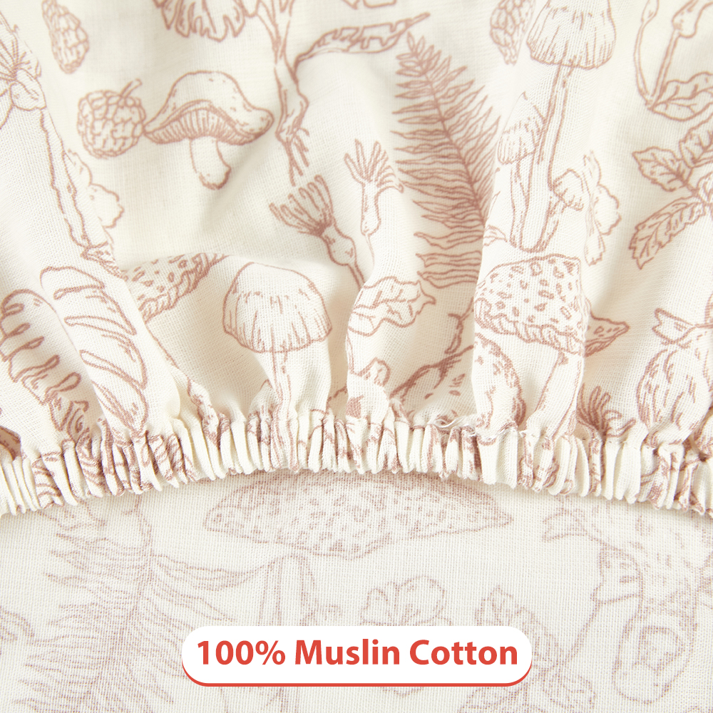 Low MOQ 100% Soft Muslin Crib Sheets Cotton Baby Fitted Crib Sheet details