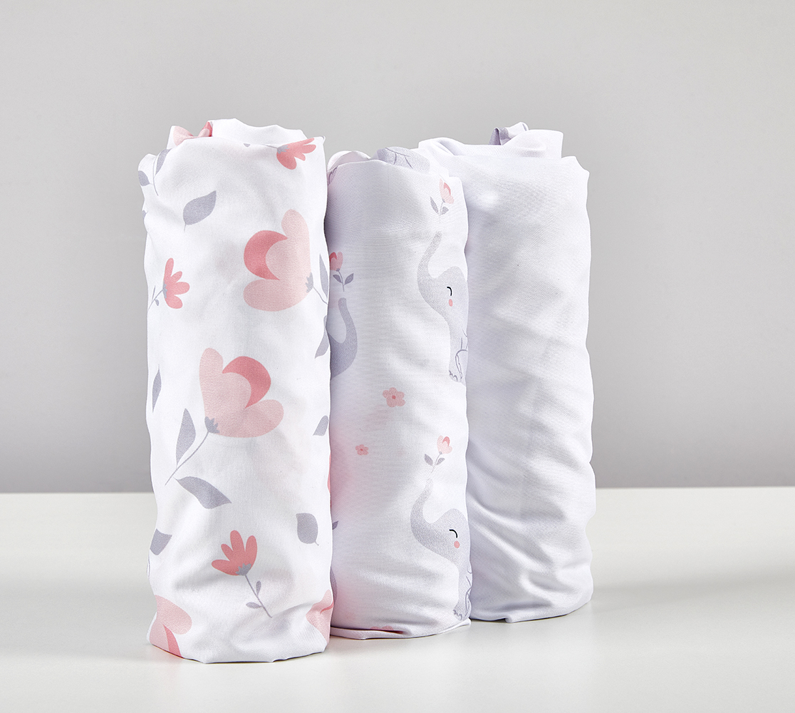 100% Cotton 3PK Soft Breathable Printed Baby Bed Cover ODM Crib Sheet Set factory
