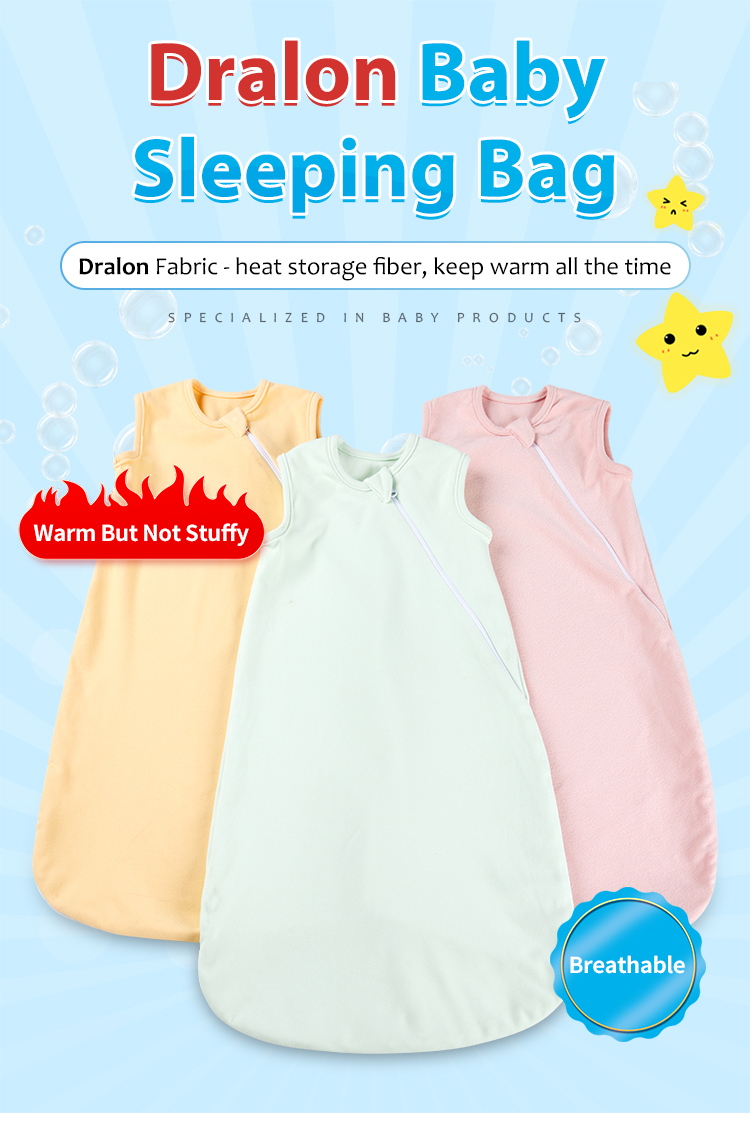 Dralon Plain Solid Newborn Clothes Kids Sleep Sack Zippered Baby Sleeping Bags for 6 to 12 Months details