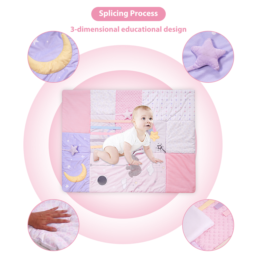 Patchwork Minky Dot Baby Educational Play Mat Super Soft Baby Crawling Mat supplier