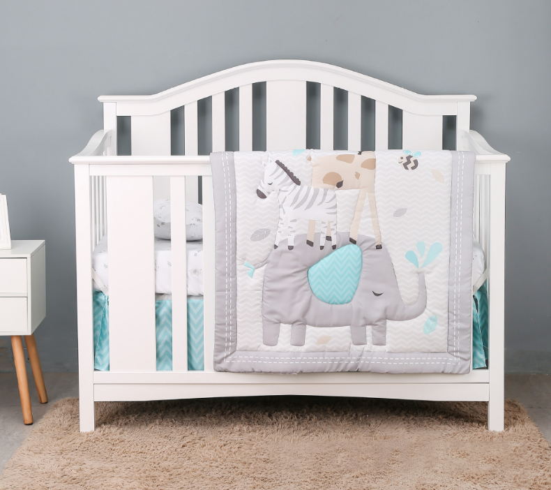 3-Pieces Crib Bedding Comforter Fitted Sheet Crib Skirt Cot Bedding Set factory