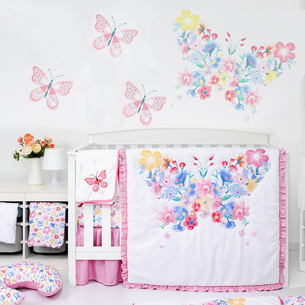 100% Cotton Baby Girl Crib Cot Bedding Set Comfortable Crib Bedding Sets For Baby Girls factory