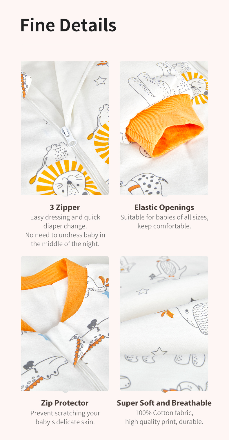 100% Cotton Sleepsack Breathable and Eco-Friendly Winter Baby Sleeping Bag for Infants details