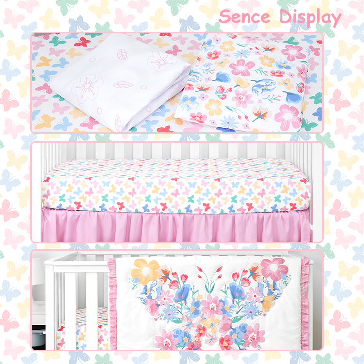100% Cotton Baby Girl Crib Cot Bedding Set Comfortable Crib Bedding Sets For Baby Girls factory