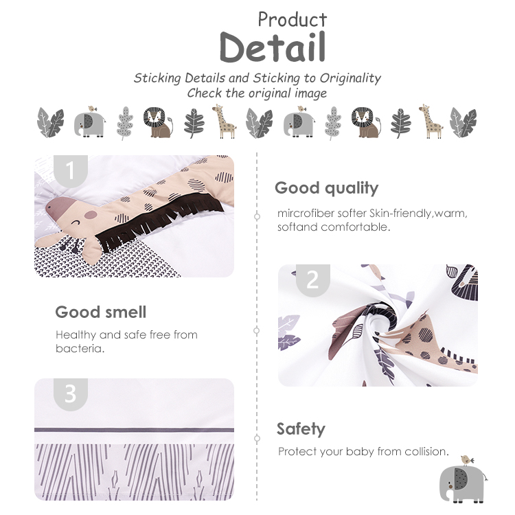 Cartoon Animal Lion Baby Bedding Set 100% Cotton Baby Crib Bedding Set For Boy details