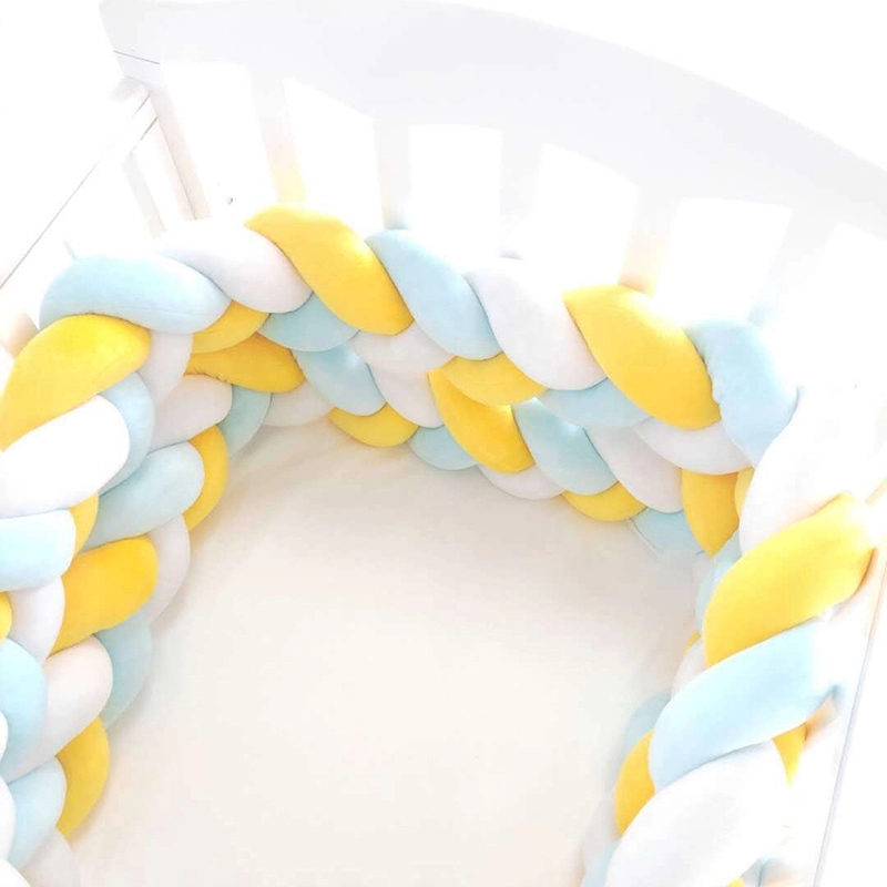 Baby braided crib bumper knotted plush soft toddle baby sleep nest braid crib bumper newborn factory
