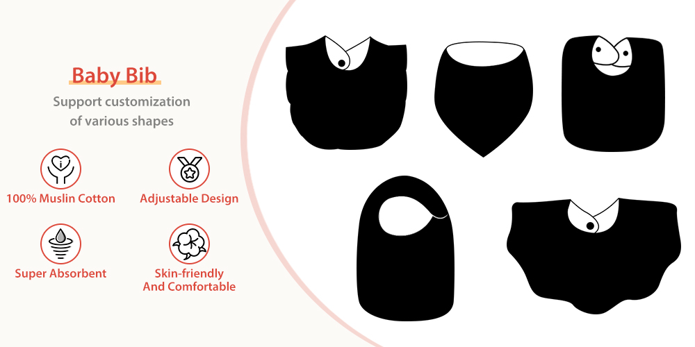 Organic Cotton Acceptable 100% Muslin Super Absorbent Cotton Baby Bib manufacture