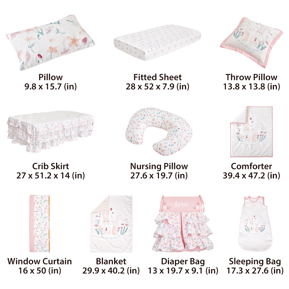 Cartoon rabbit theme luxury infant bedding cot set new born baby girl crib bedding set details