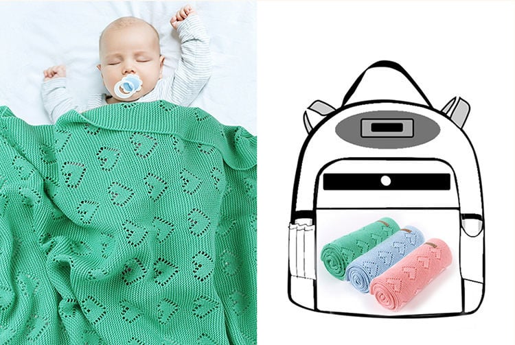 Multi-use new cotton solid baby new born organic knitted blanket hollow out blanket baby manufacture