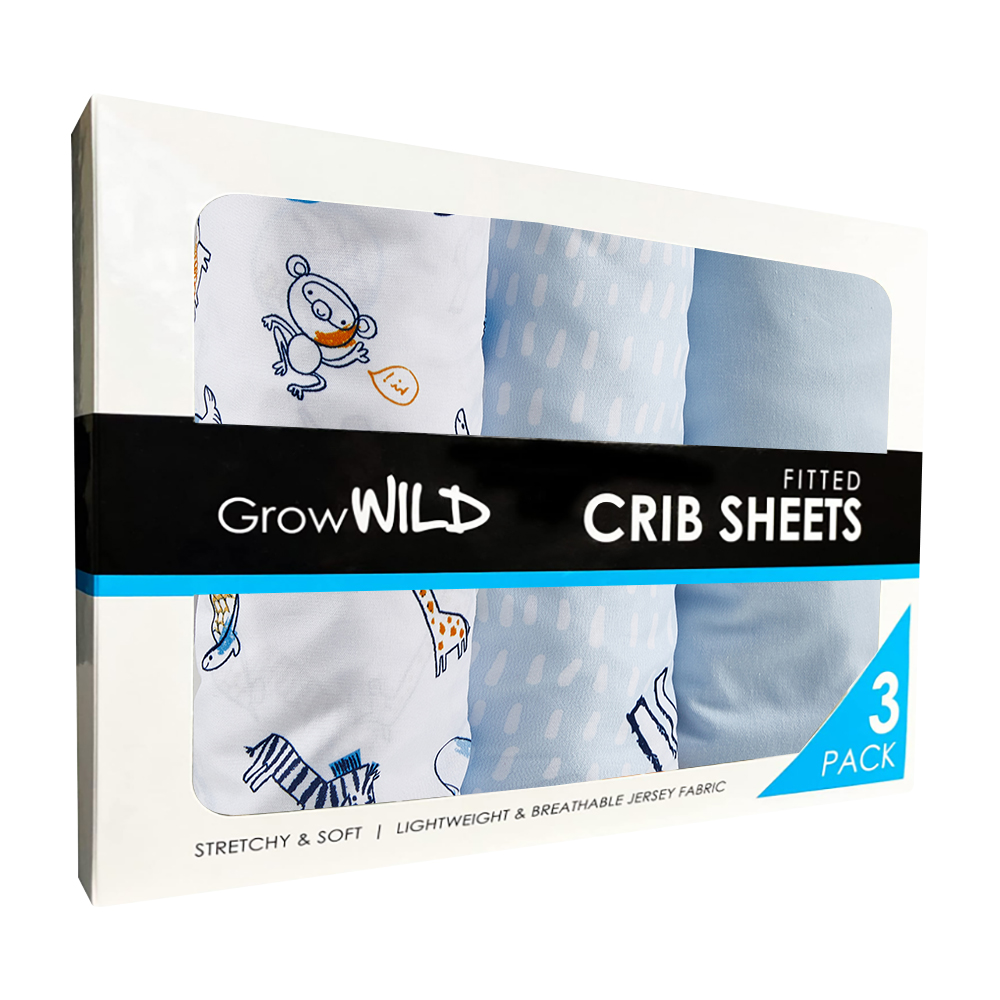100% Cotton 3PK Soft Breathable Printed Baby Bed Cover ODM Crib Sheet Set details