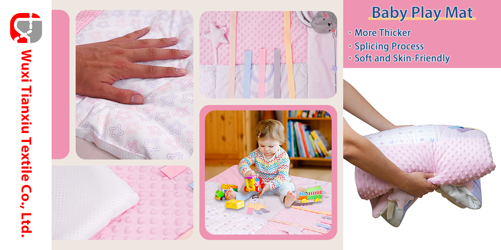 Patchwork Minky Dot Baby Educational Play Mat Super Soft Baby Crawling Mat manufacture