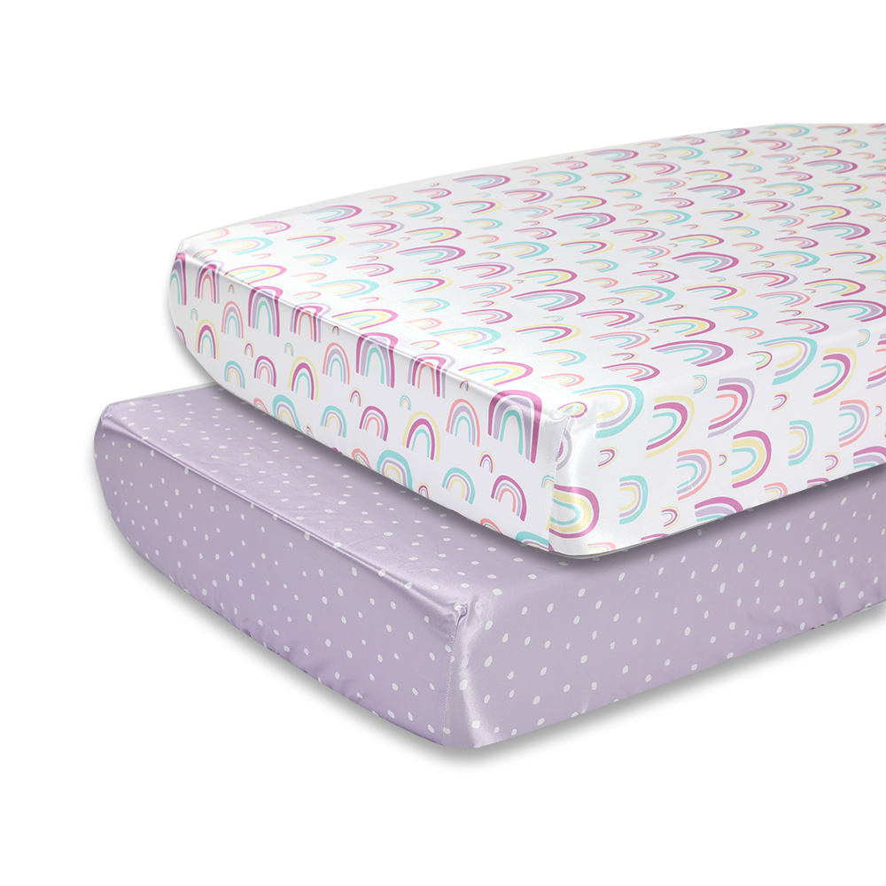 Rainbow Silk Crib Sheets For Standard Crib and Toddler Mattresses 100% Soft Satin Crib Sheet factory