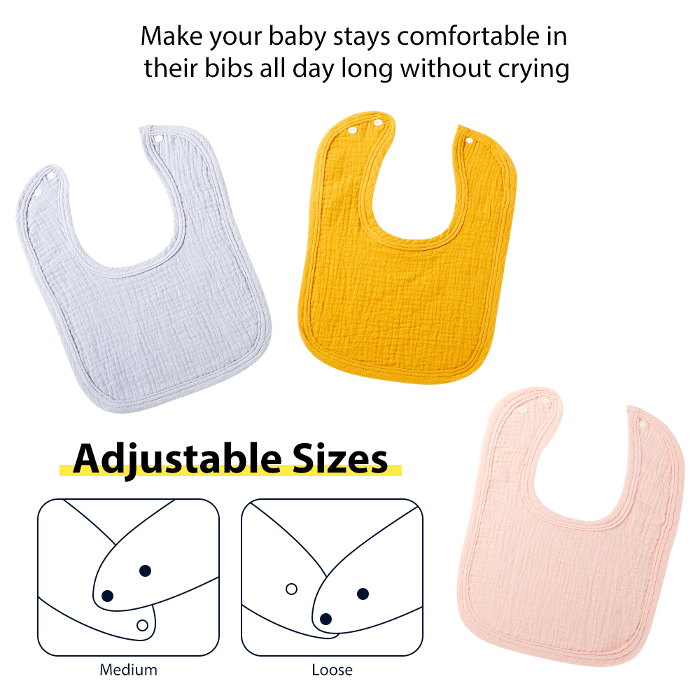 100% Cotton Super Soft Bib Set Unisex Muslin Baby Drool Bibs details