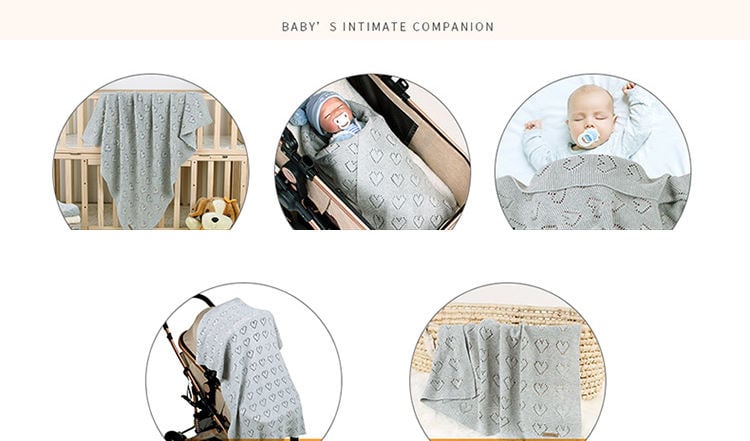 Multi-use new cotton solid baby new born organic knitted blanket hollow out blanket baby factory