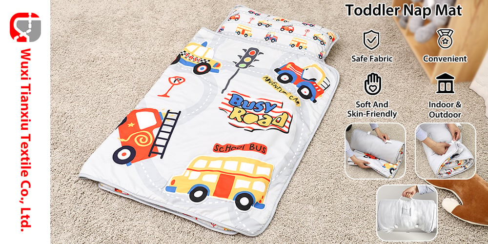 Traffic Design Comfortable Large Rolled Napping Mat Toddler Nap Mat with Removable Pillow and Blanket supplier
