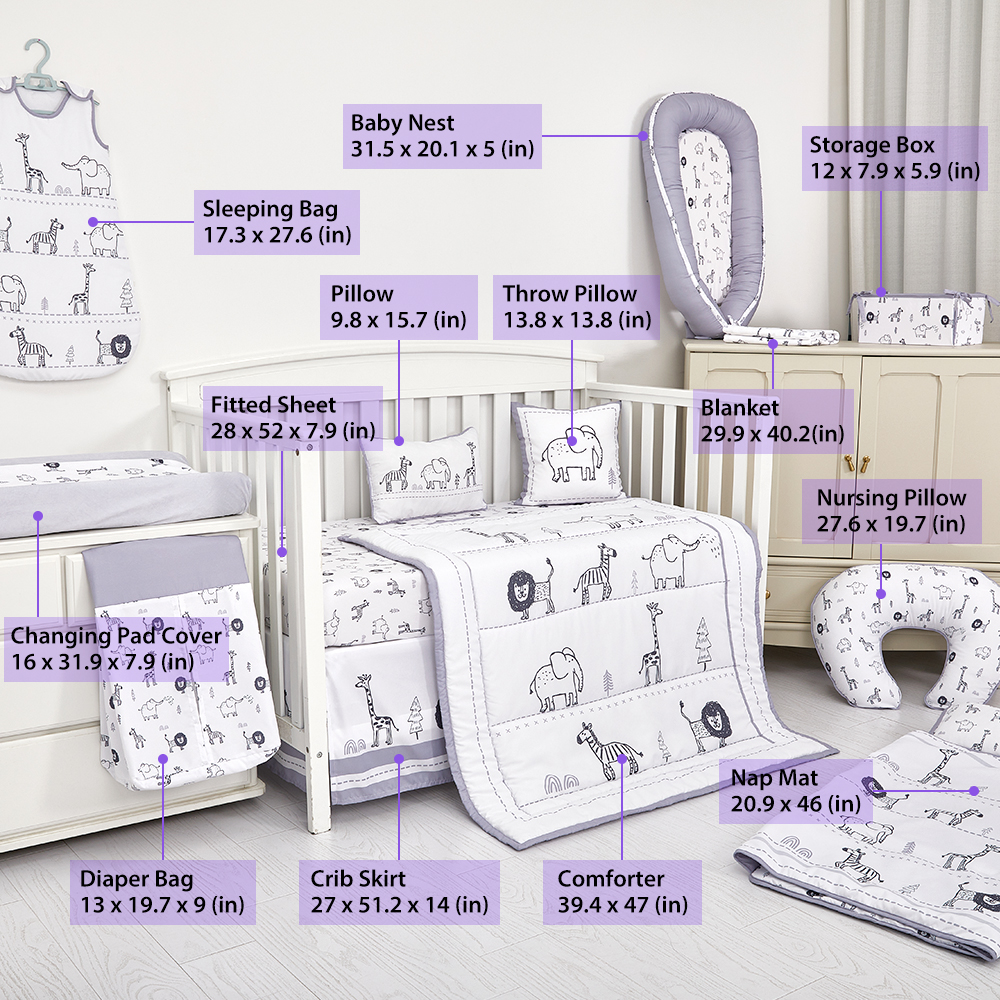 100% Cotton Organic Acceptable Animal Party Theme Nursing Crib Set Bedding Soft Baby Bedding Set supplier