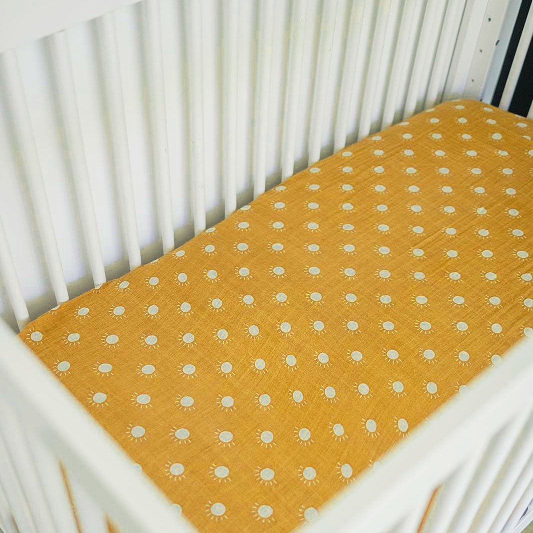 Super Soft Baby Bedding Rainbows Print Bamboo Cotton Muslin Fitted Crib Sheets Black Cot Bed Sheet details