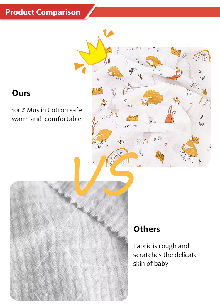 100% Cotton Security Blanket Soft and Breathable Baby Muslin Swaddle Blanket factory
