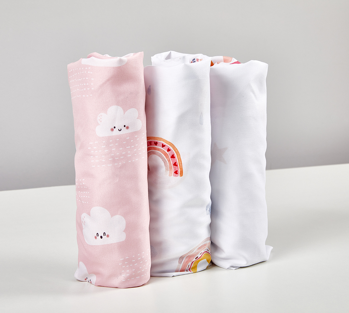 100% Cotton 3PK Soft Breathable Printed Baby Bed Cover ODM Crib Sheet Set manufacture