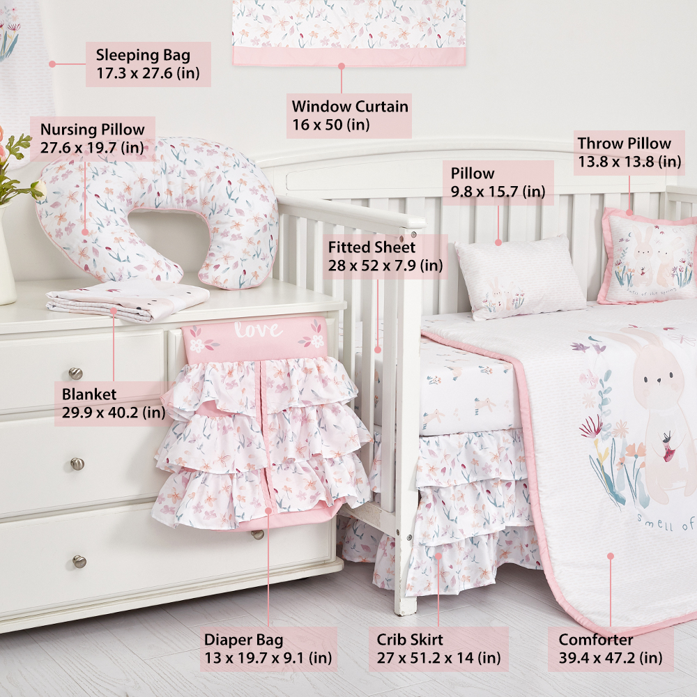 Cartoon rabbit theme luxury infant bedding cot set new born baby girl crib bedding set manufacture