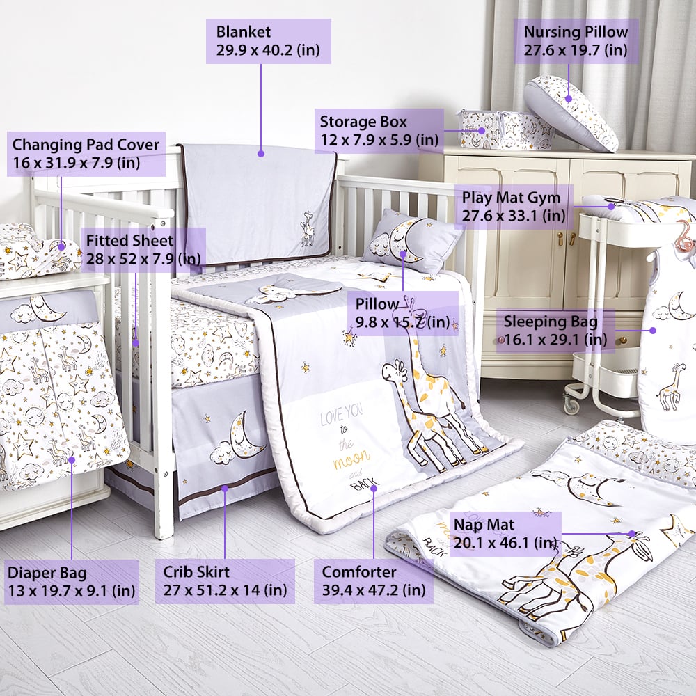 Cartoon Animal Deer Design Baby Cot Bedding Crib Bed Linen Comforter Sheet Set Crib Bedding factory