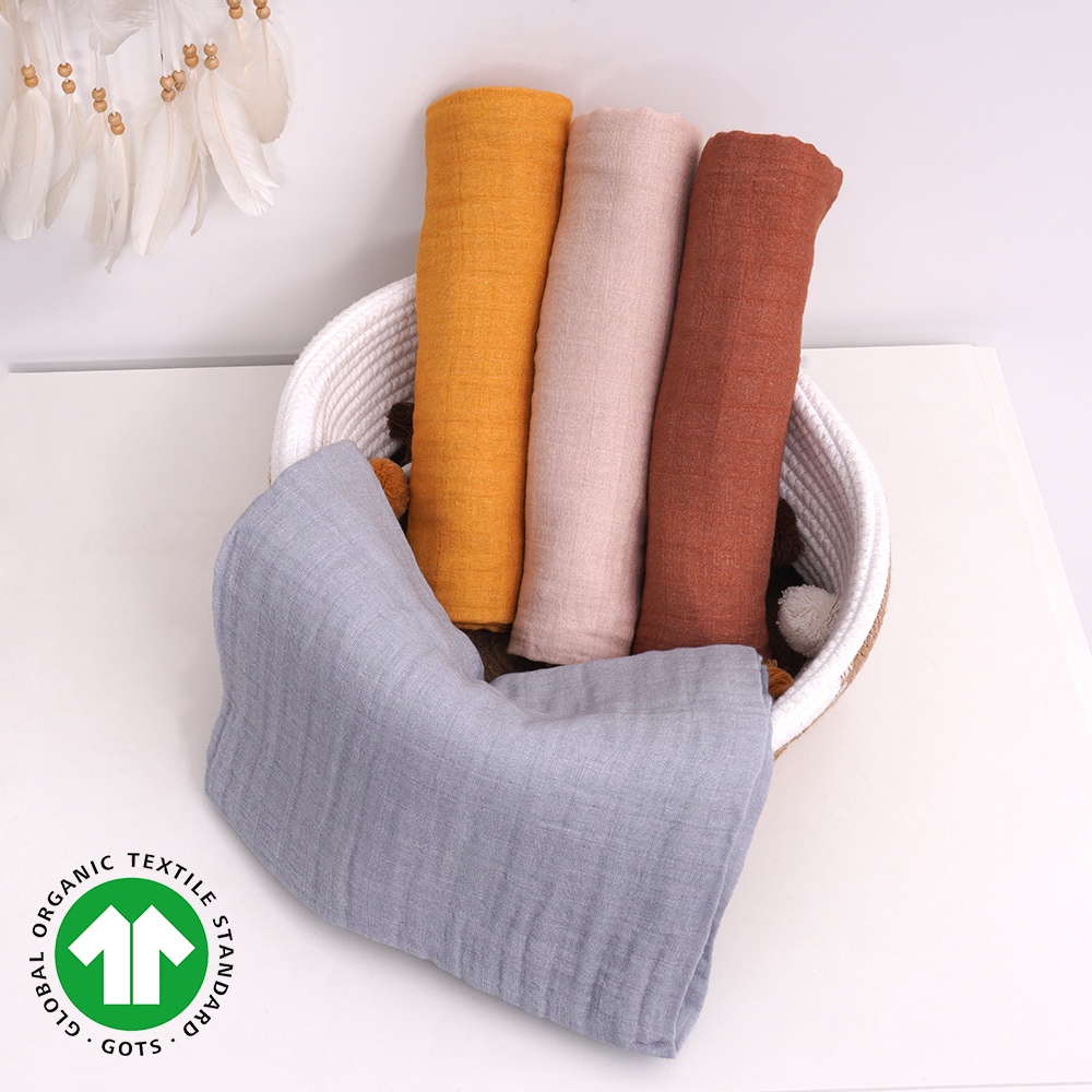 70% bamboo 30% cotton solid muslin blanket baby swaddle blanket factory