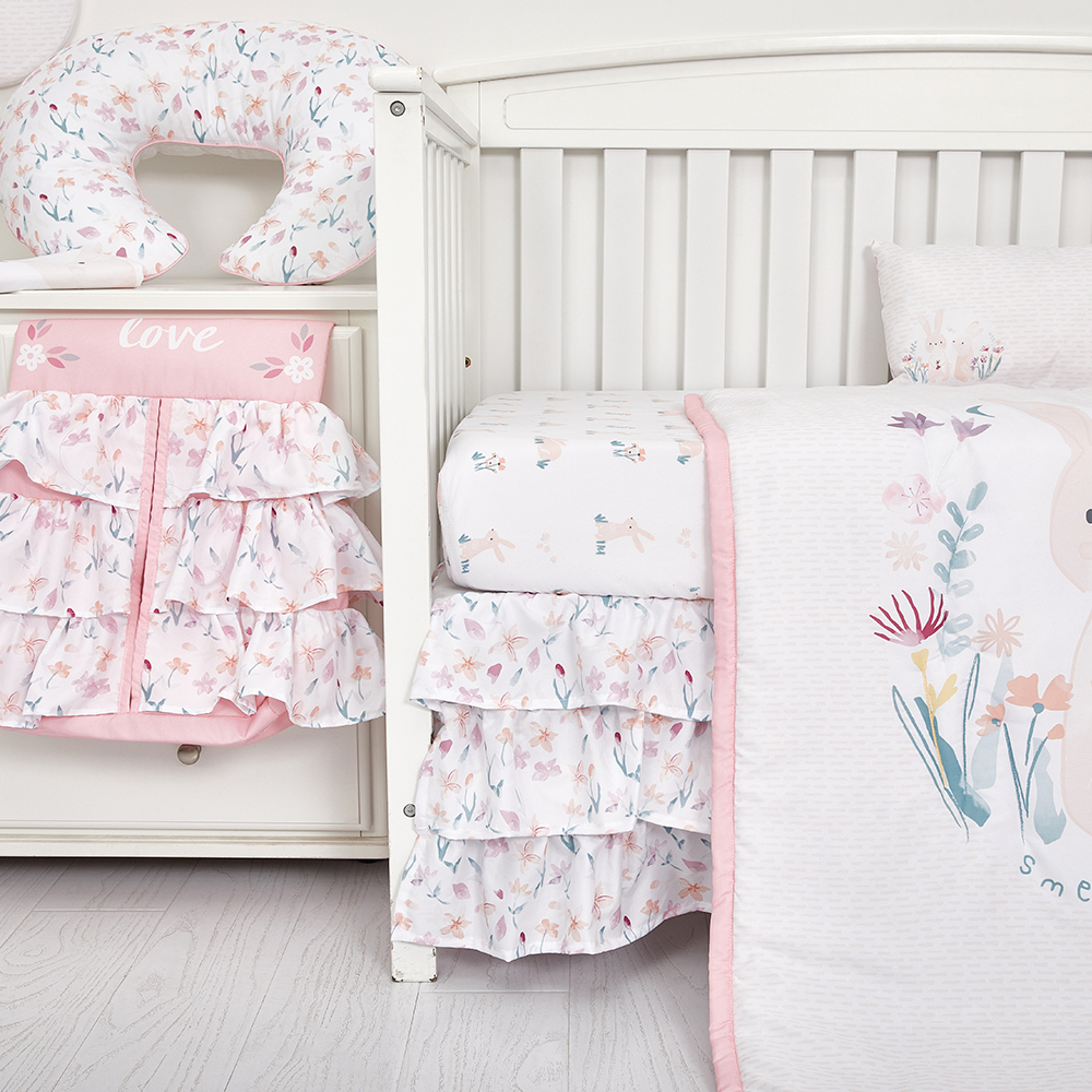 Cartoon rabbit theme luxury infant bedding cot set new born baby girl crib bedding set details