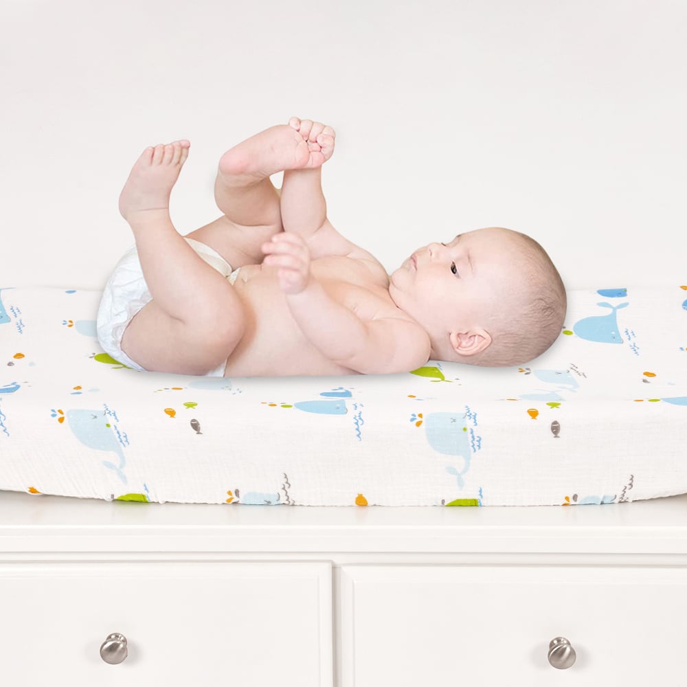 Ultra Soft 100% Muslin Breathable Changing Table Sheet Baby Cradle Changing Pad Cover manufacture