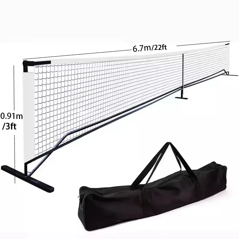 product custom 22 ft pickleball net set with metal frame and pe net portable pickle ball net system for indoor outdoor-2