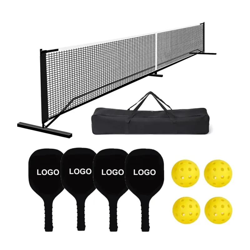 product custom 22 ft pickleball net set with metal frame and pe net portable pickle ball net system for indoor outdoor-1