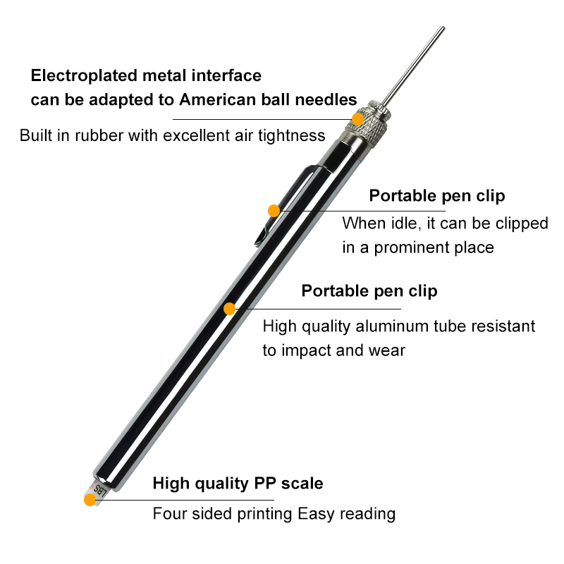 product portable pen type ball pressure gauge with needle clip 0 20lbs for basketball football-2