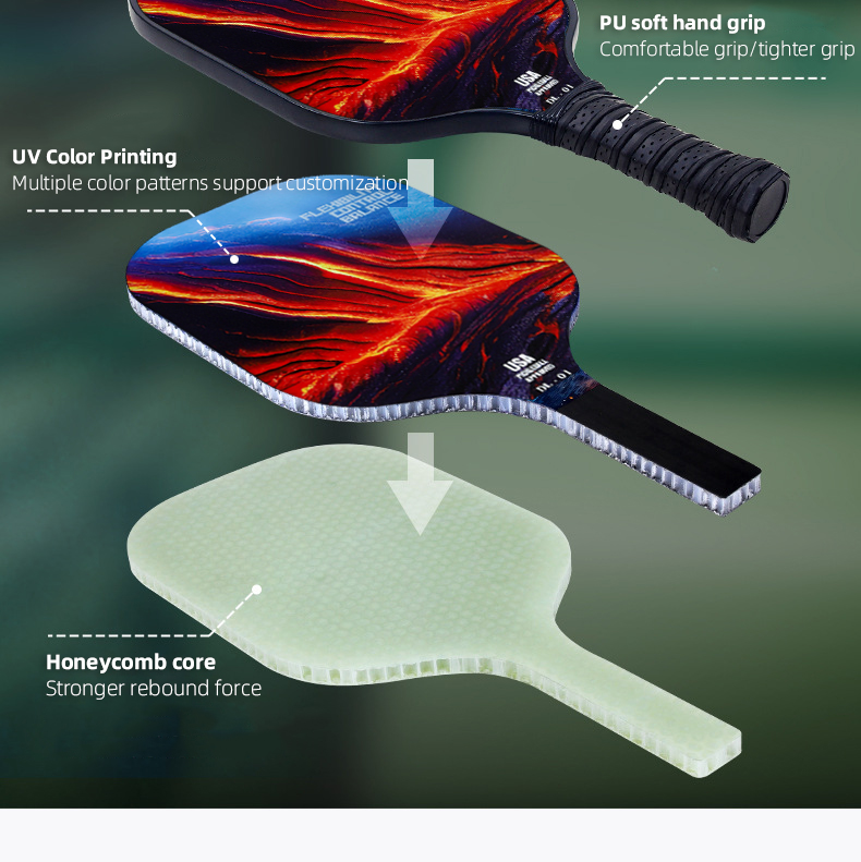 product customizable carbon fiber pickleball paddle racket usapa approved pp honeycomb core racket-7