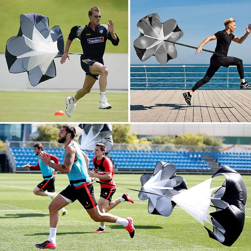 product football soccer speed training equipment set agility ladder 12 soccer cones 4 hurdles running parachute agility ladder-3