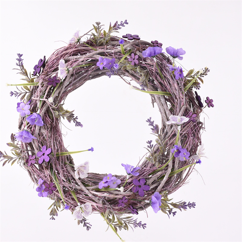 Couronne de printemps naturelle avec fleurs en soie