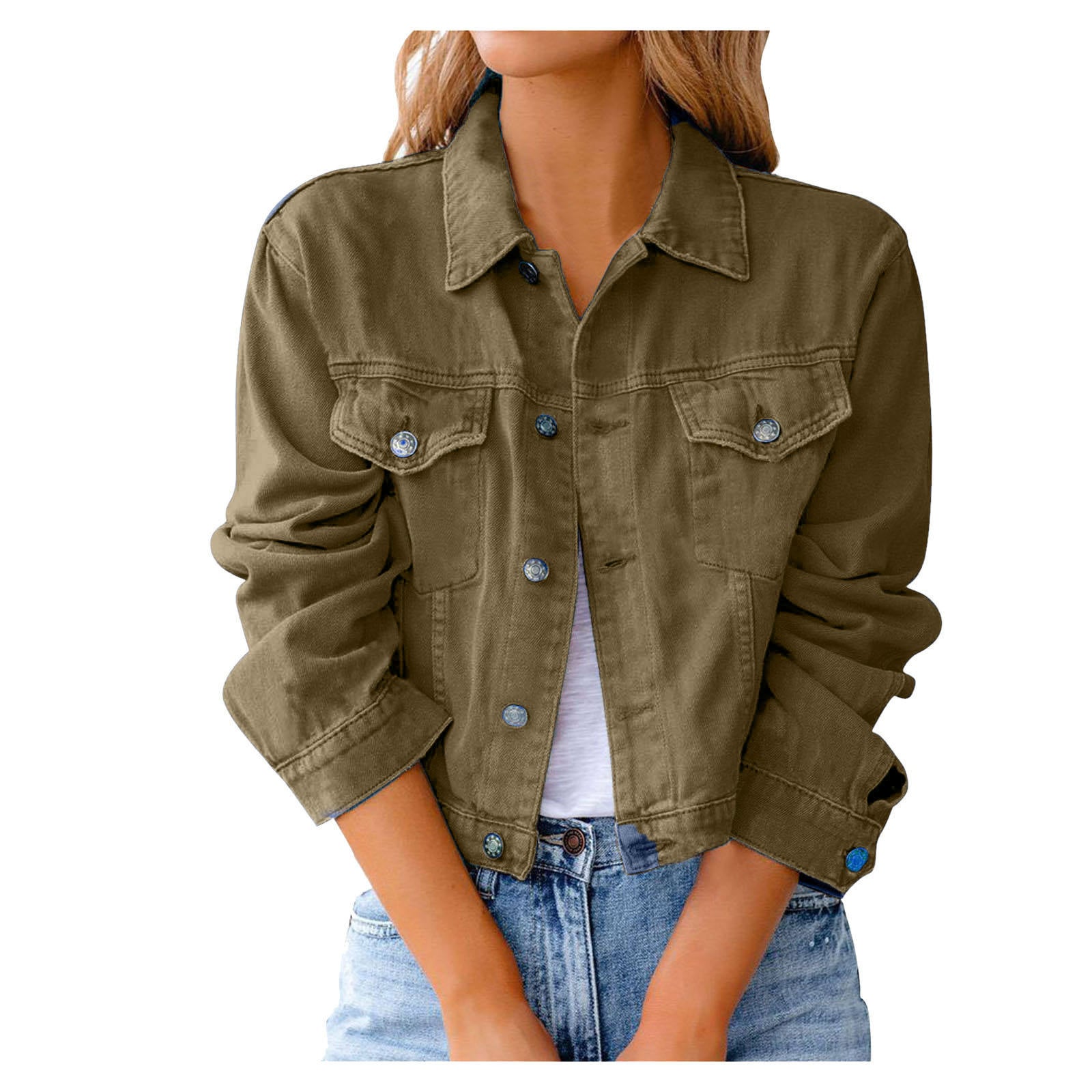 New Fashion Coming Women Fall Jean Coat Winter Button Yellow Blank Denim Jackets manufacture